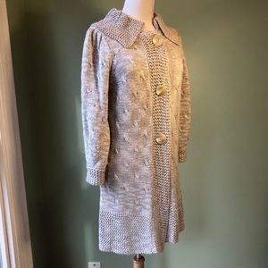 Anthropologie One Girl Who Linen Open Stitch Tan Longline Cardigan - Size Small